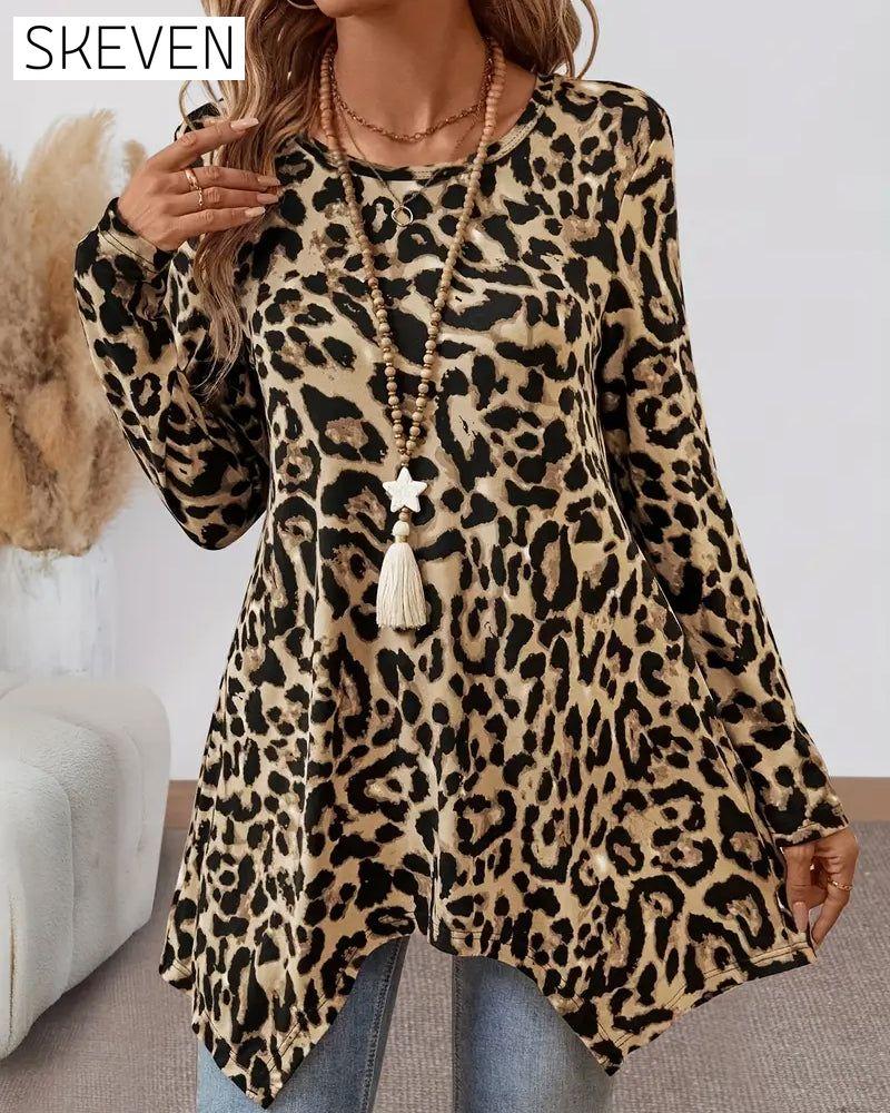 Leopard Print Casual Versatile T-shirt