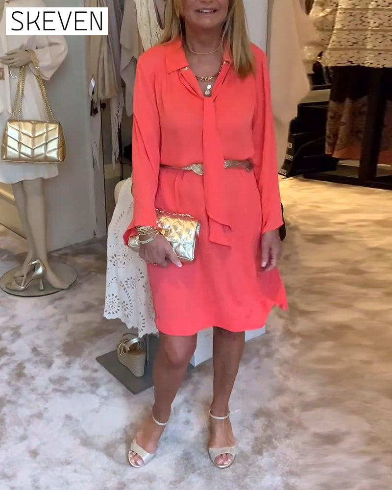 robe à ruban uni à revers