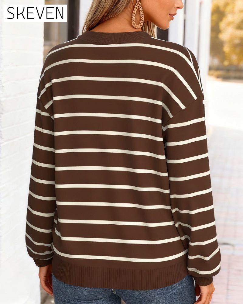 Sweat-shirt rayé à côtes amples