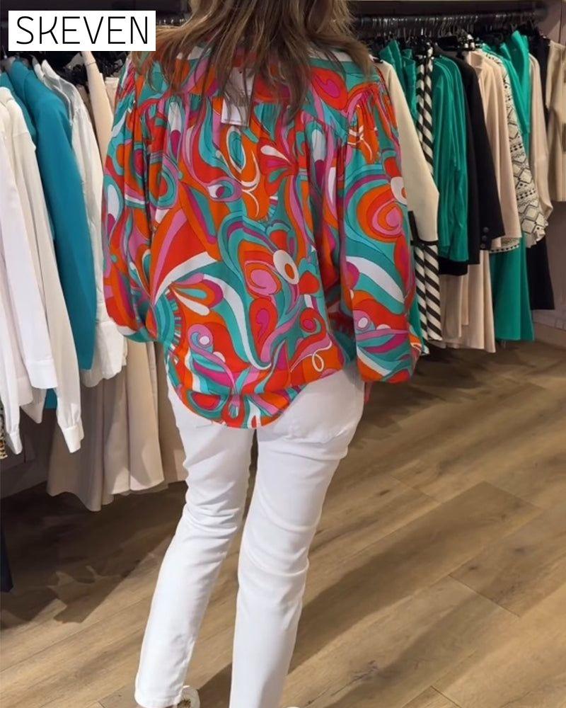 Blouse ample imprimée idéale pour les trajets domicile-travail