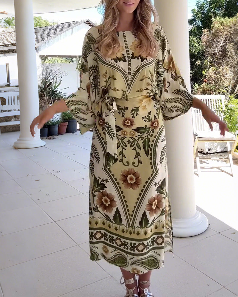 Round Neck Floral Print Dress