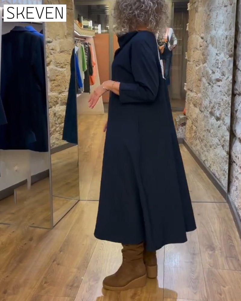 robe décontractée à poches de couleur unie