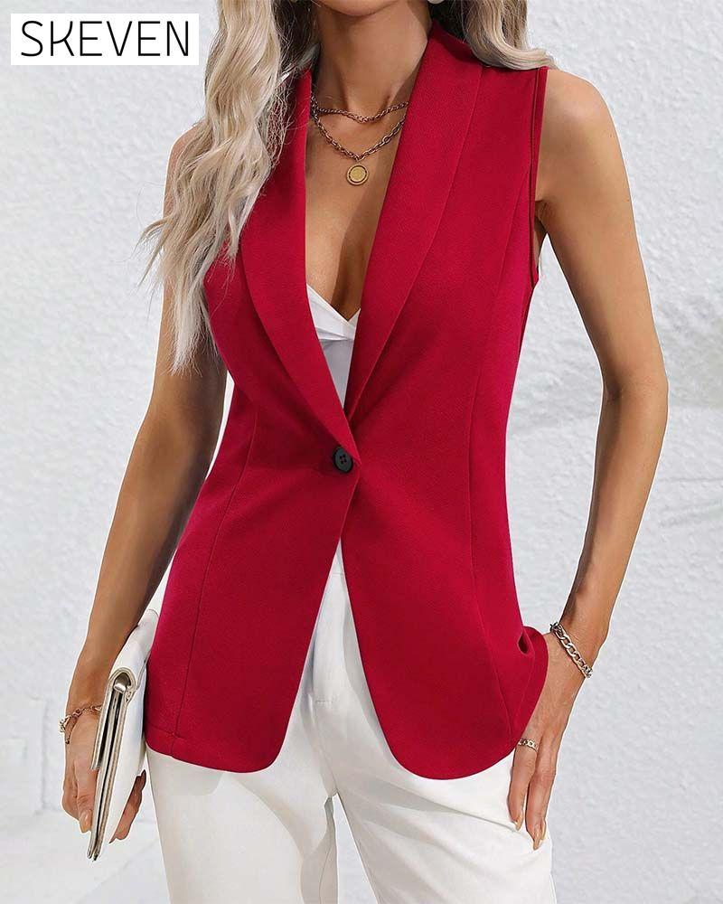 Ärmelloser Cardigan mit einem Knopf