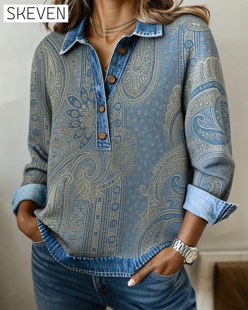 Sweatshirt mit Farbblock-Design und Knopfleiste