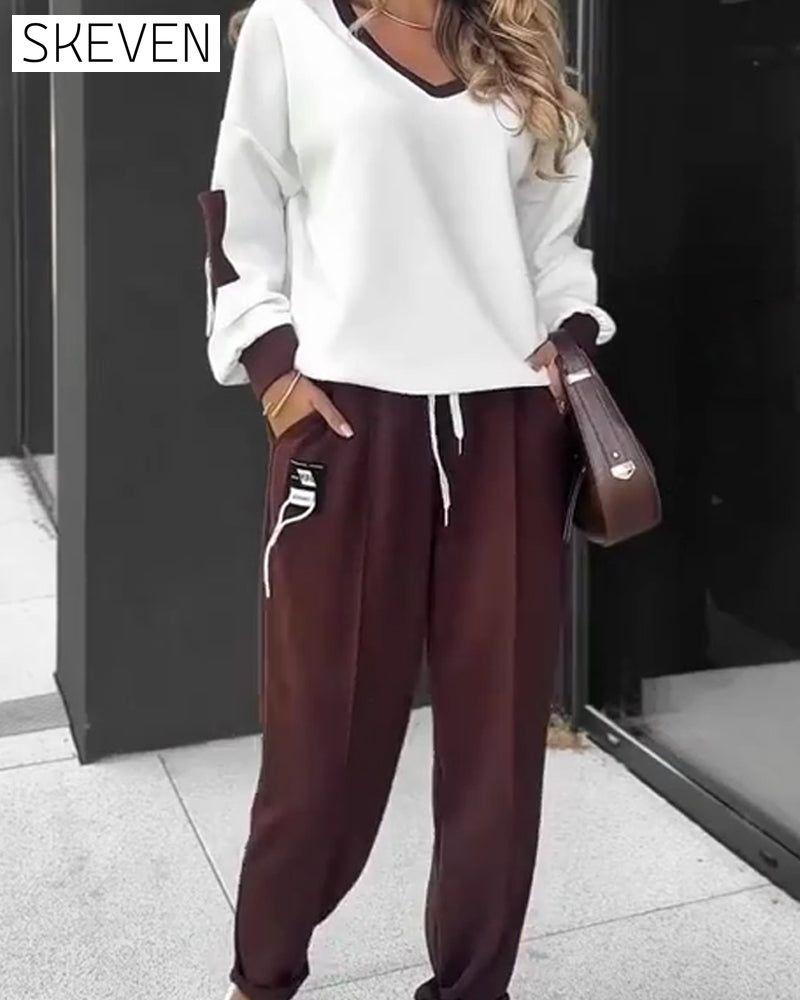 Sweatshirt- und Jogginghosen-Set im Color-Block-Stil