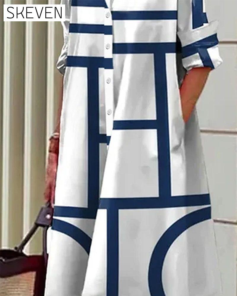 Kleid mit geometrischem Taschenmuster