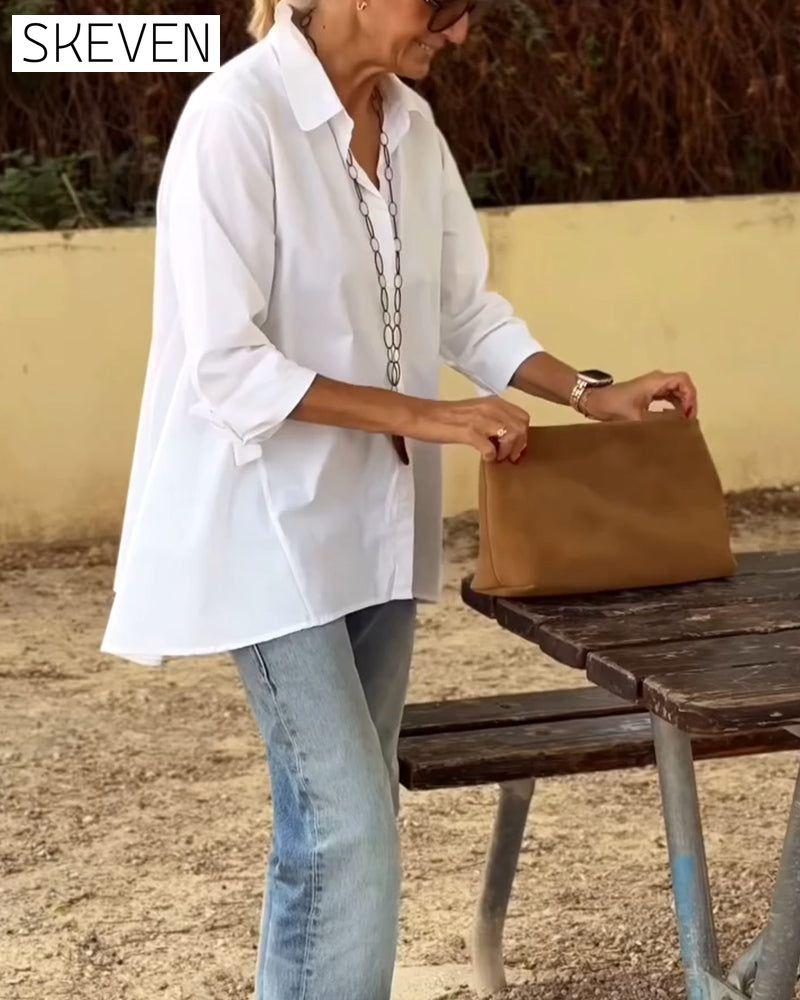 Chemise décontractée à manches longues et revers