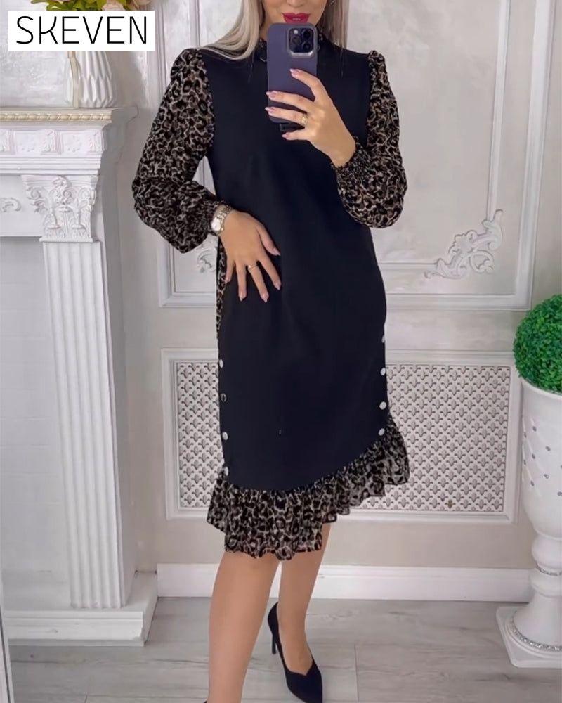 Elegant Shift dress with Color Block 2023 f/w casual dresses spring