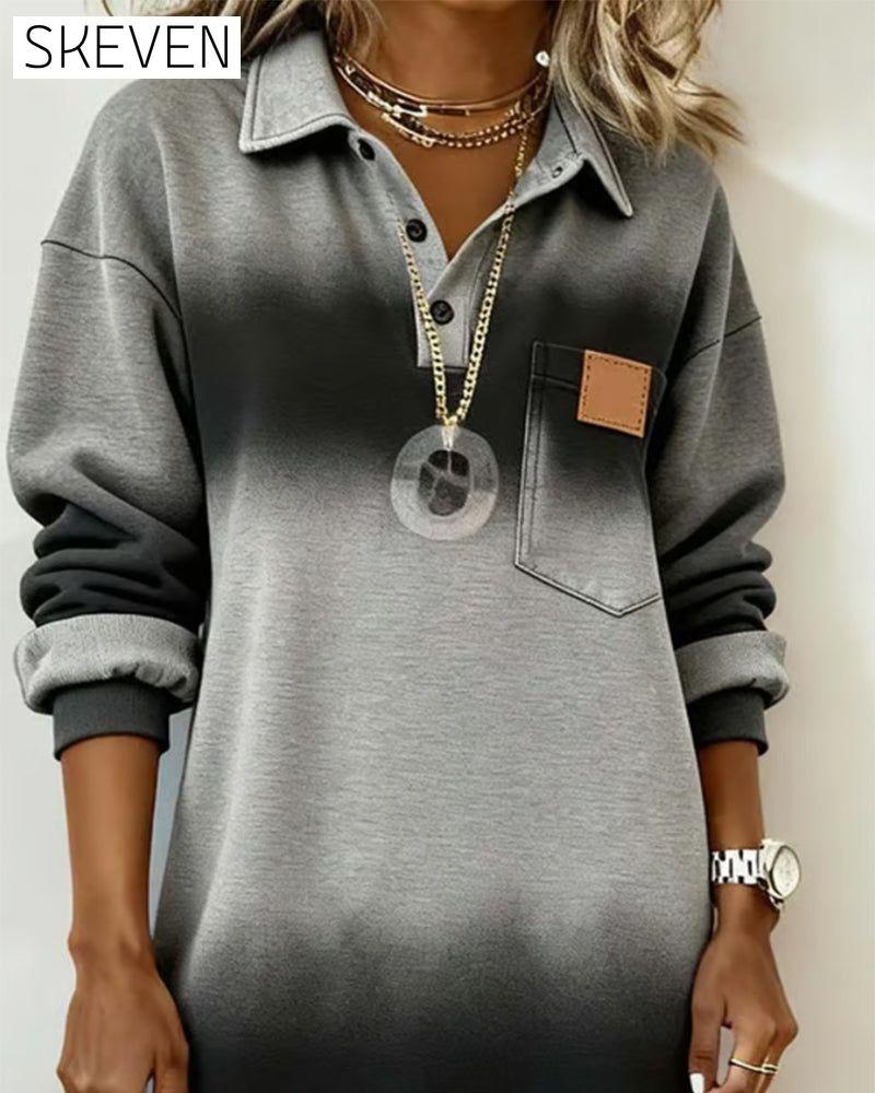 Robe à revers dégradé et manches longues