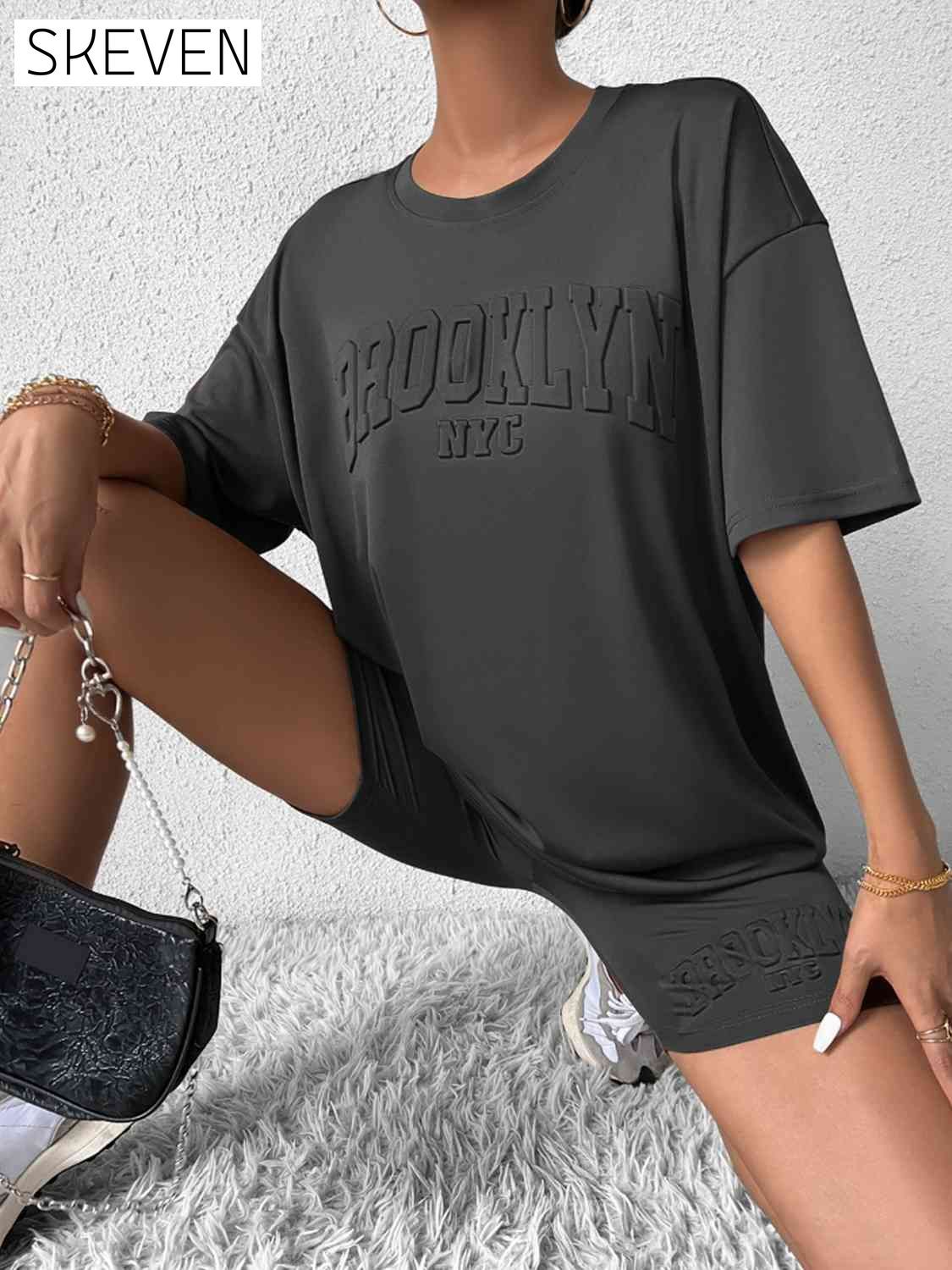 BROOKLYN NYC Graphic Top and Shorts Set clothes lounge lounge wear lounge wear sets loungewear S&M&Y Ship From Overseas