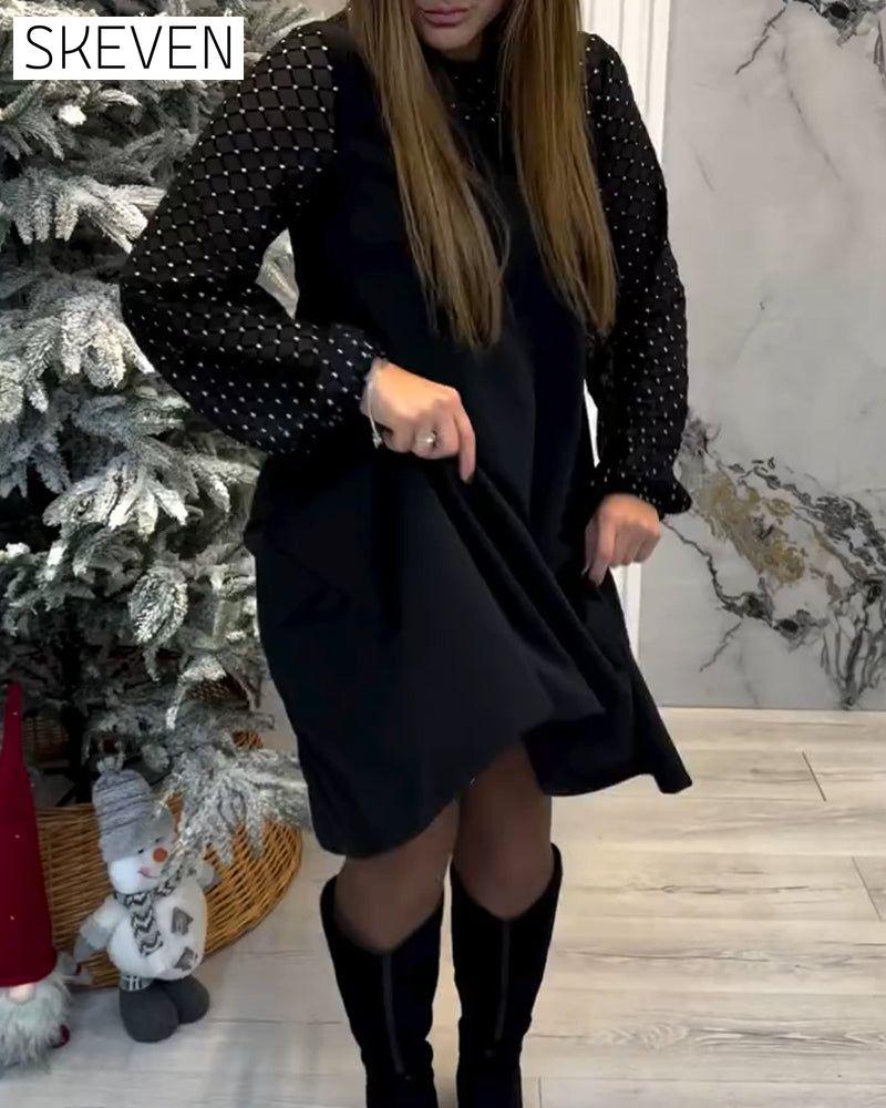 Sparkling Patchwork Round Neck Dress