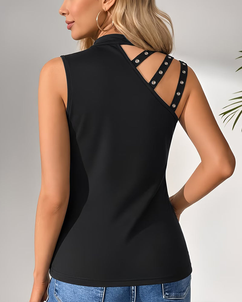 Solid Color Sleeveless Round Neck T-Shirt