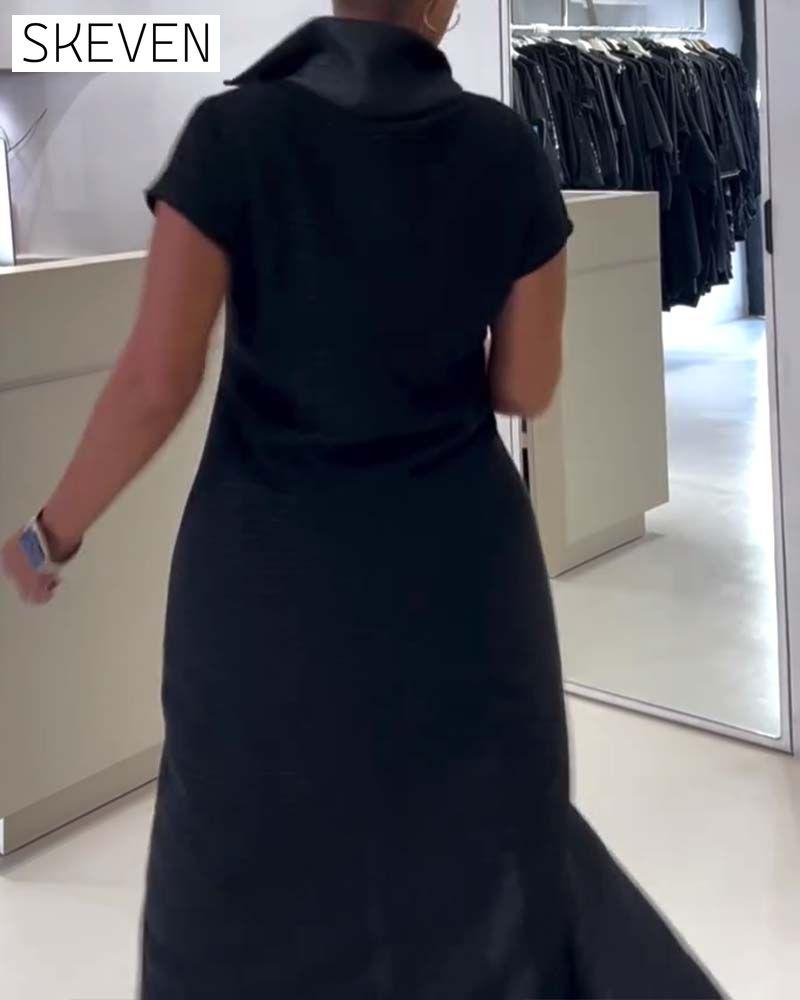 Robe décontractée asymétrique à col zippé et fente