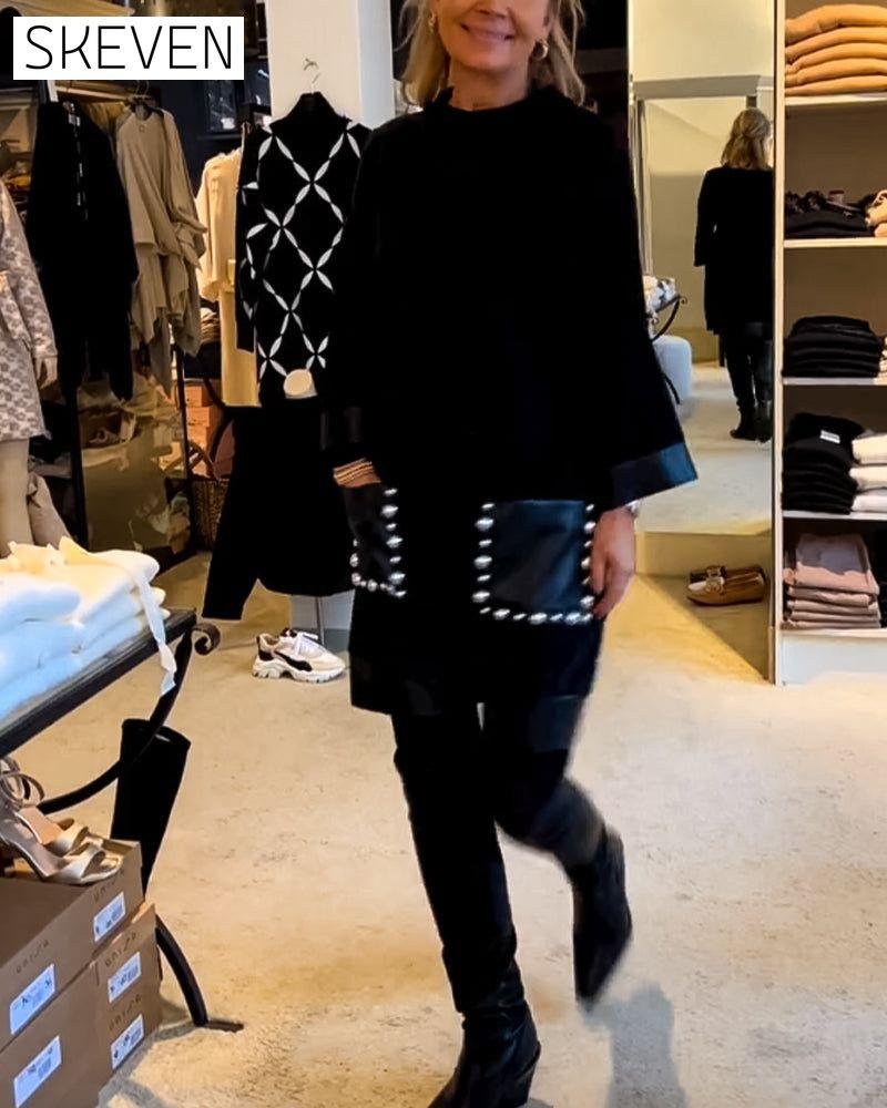 Lässiges Kleid mit Rundhalsausschnitt und Taschen