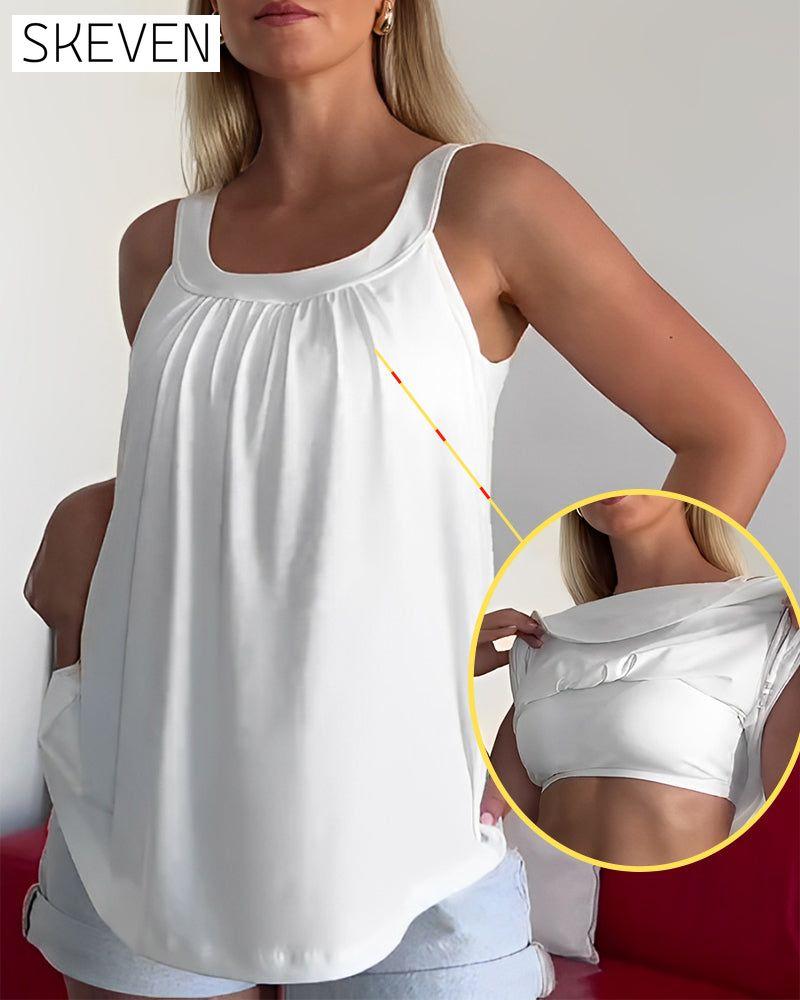 Trägerloses, plissiertes Tanktop in Unifarbe