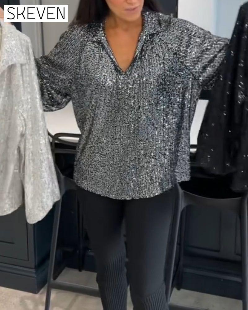 Chemisier uni à sequins