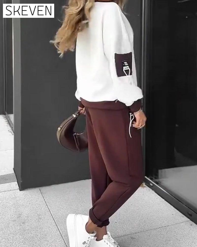 Sweatshirt- und Jogginghosen-Set im Color-Block-Stil