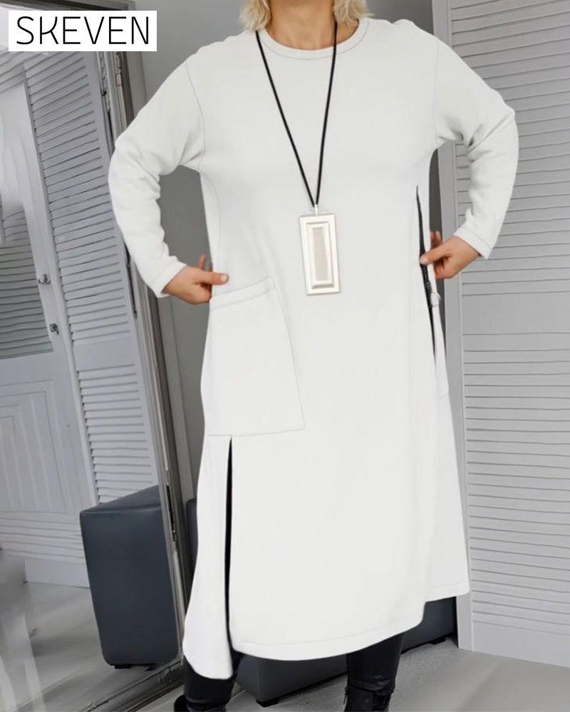 Stylish Large Pocket Zipper Design Dress