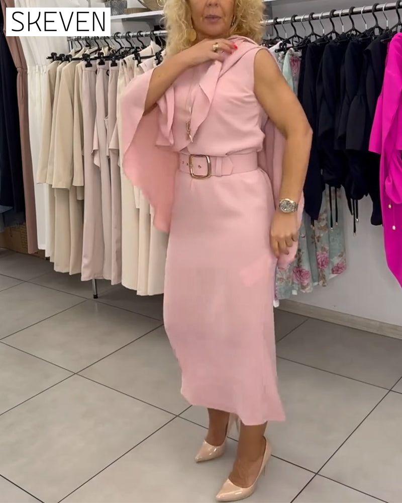 Modisches, elegantes Kleid mit Rundhalsausschnitt