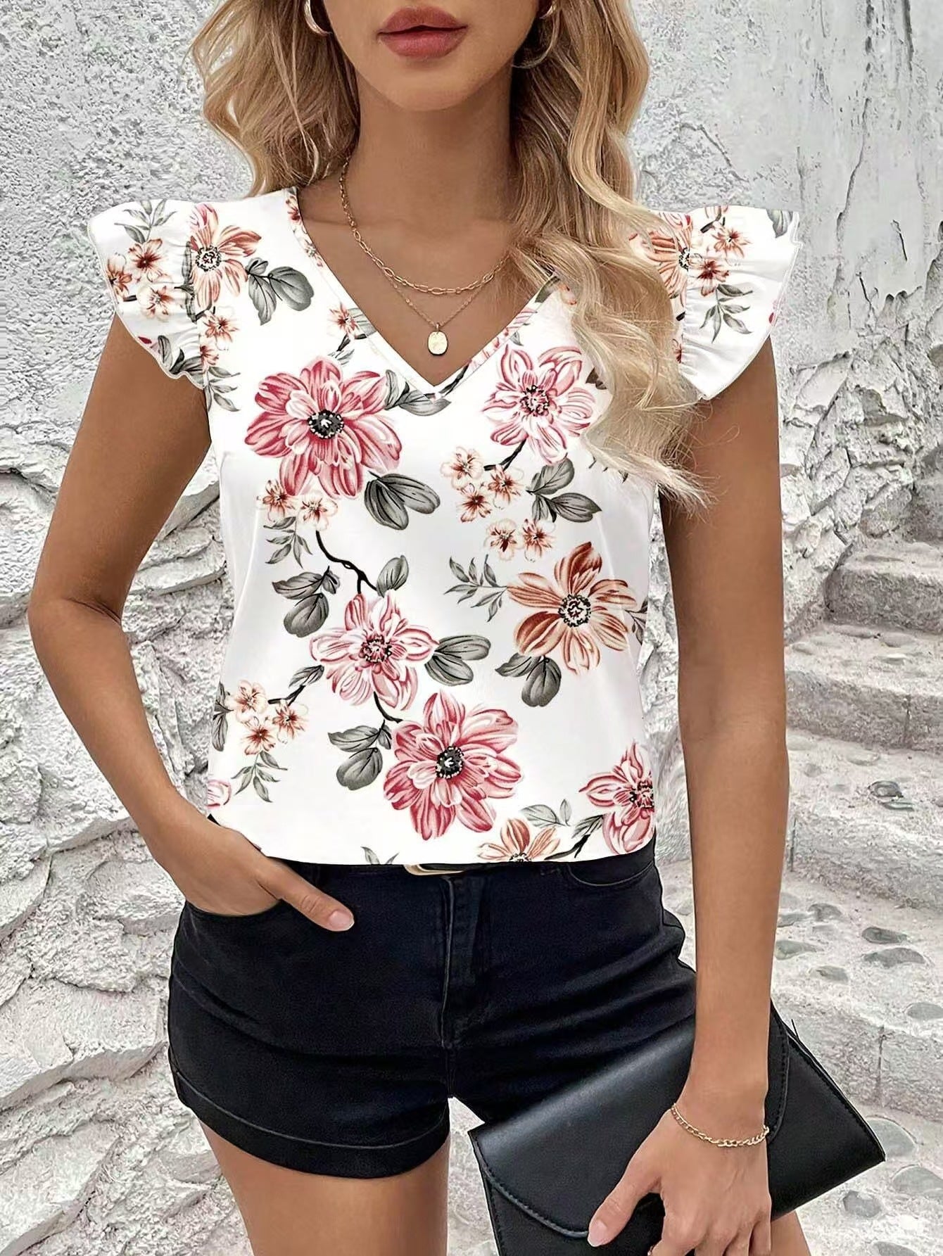 Sleeveless Leopard Print Ruffled Top