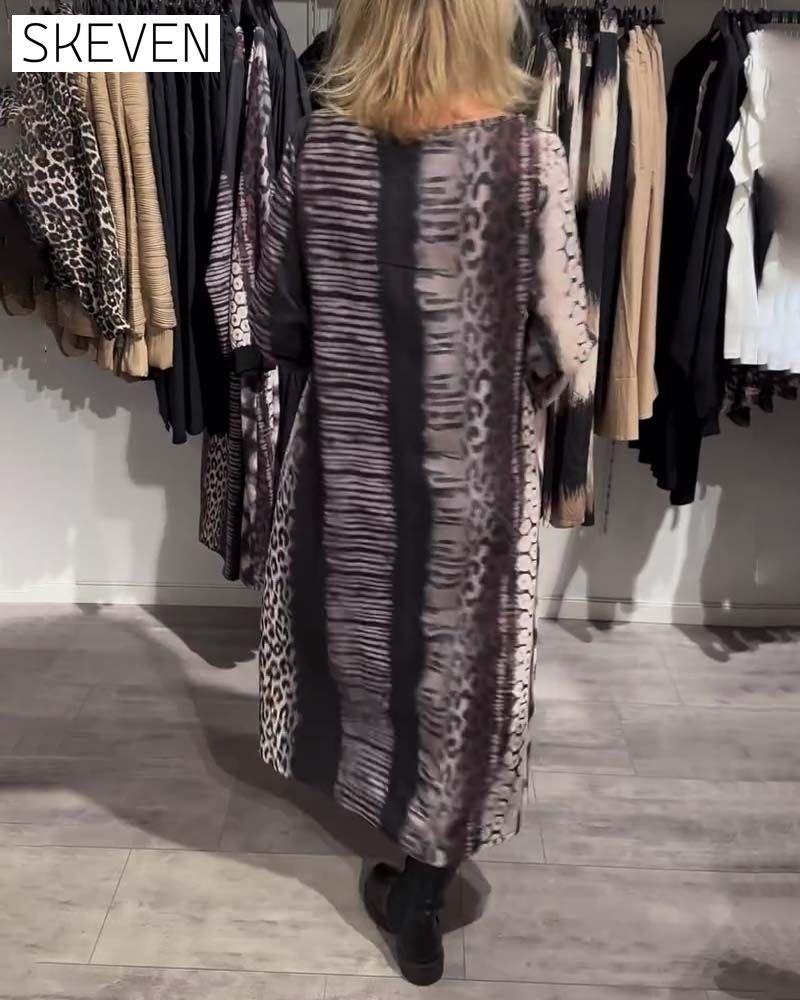 Casual V-Neck Leopard Print Dress