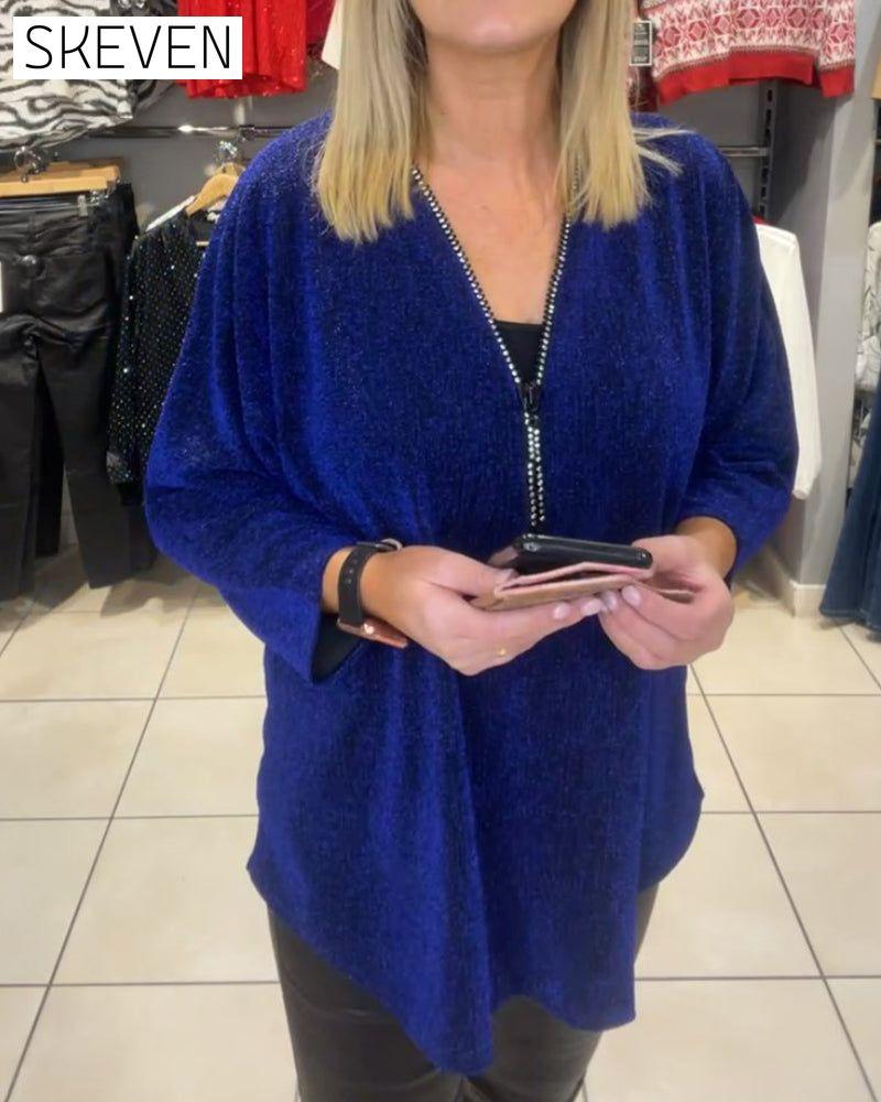 Casual Long Sleeve Zipper Loose Top