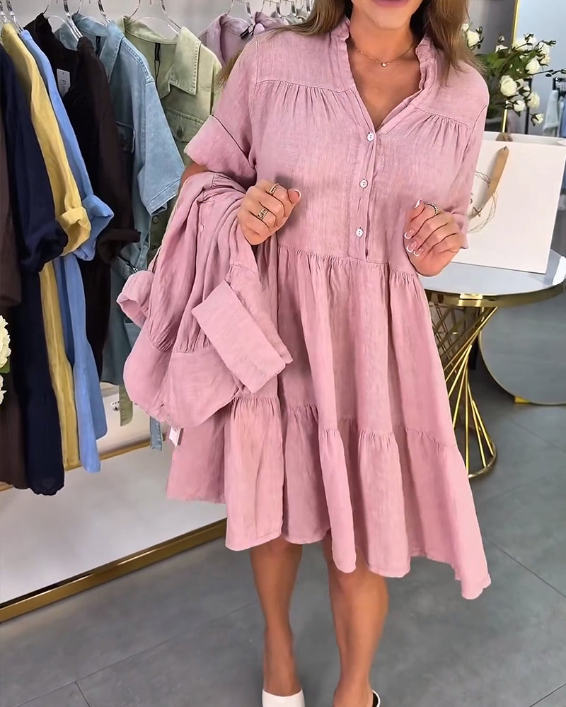 Mandarin Collar Elegant Dress