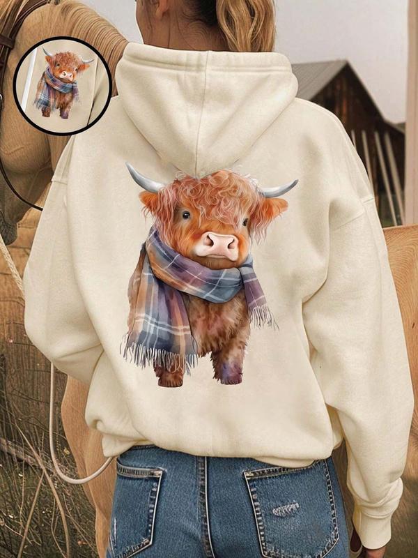 🎄🎅2026 CHRISTMAS SALE 70% OFF!!🎁Cute Highland Cow Cozy Fleece-Lined Hooded Sweatshirt🦬