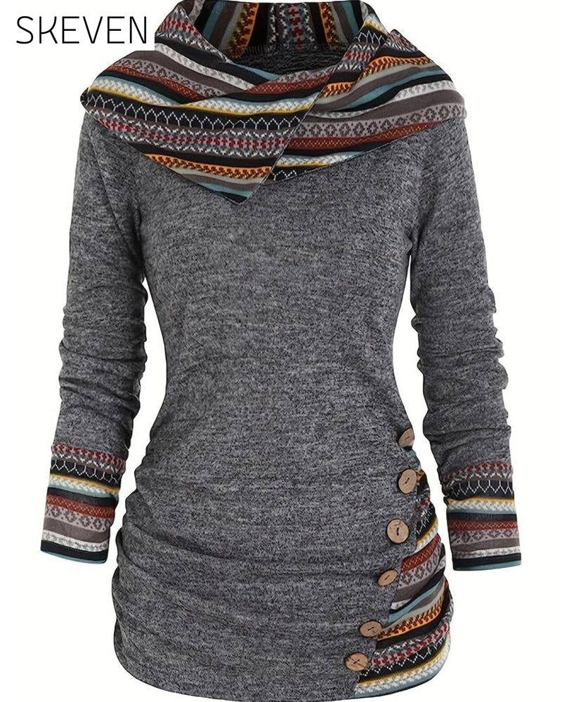 Lässiger Hoodie in Kontrastfarbe