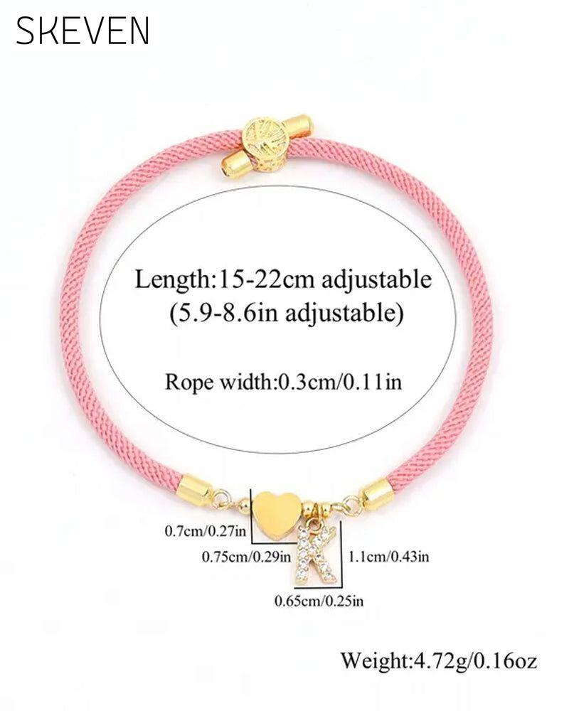 Initial Heart Charm Link Fashionable Bracelet