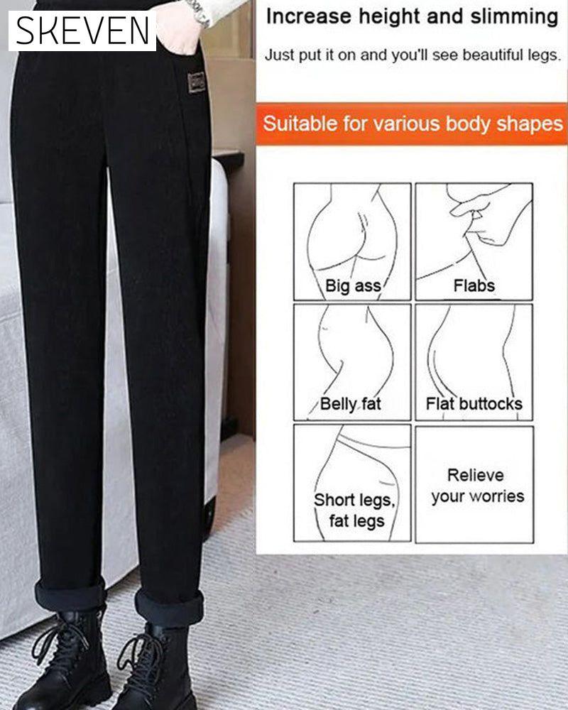 Warme, hochgeschnittene Hose mit Wollfutter