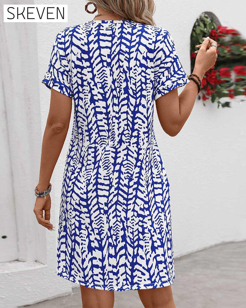 Bedrucktes Freizeitkleid mit Rundhalsausschnitt