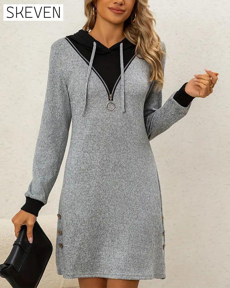 Lässiges Kapuzen-Komfortkleid