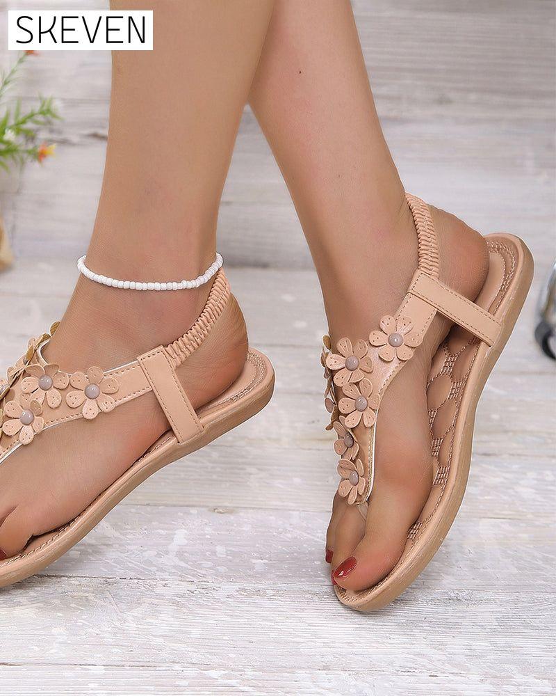 Beach Sandals with 3D Flowers