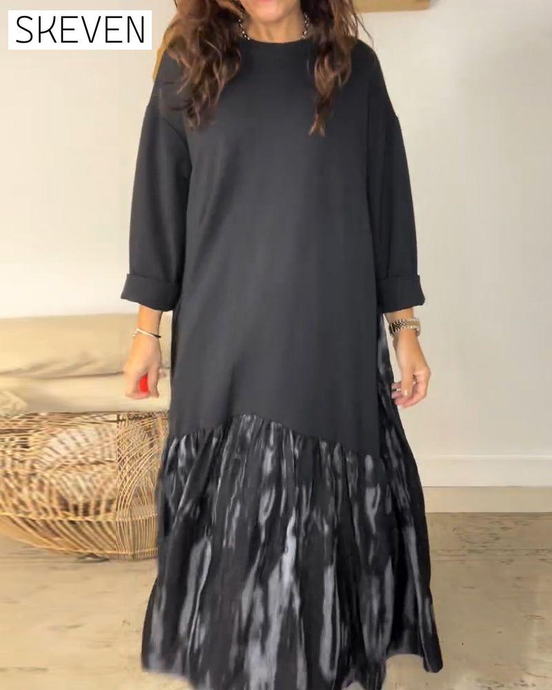 Kleid mit Rundhalsausschnitt und unregelmäßigem Patchwork-Muster