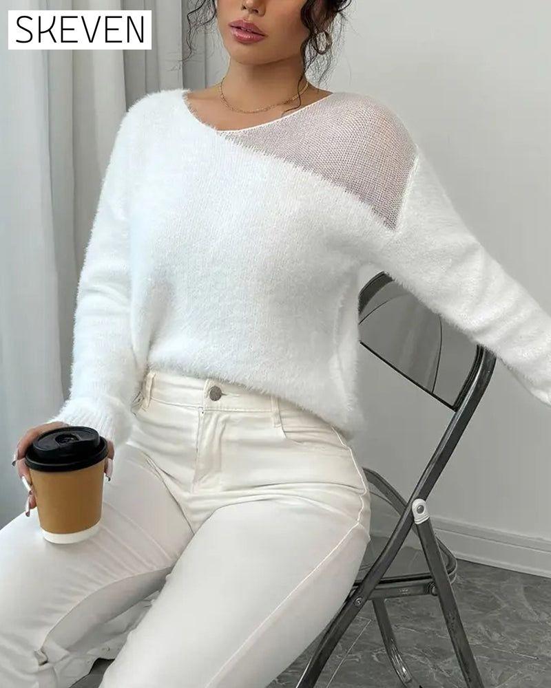 Fashionable Long-Sleeved Pullover Sweater