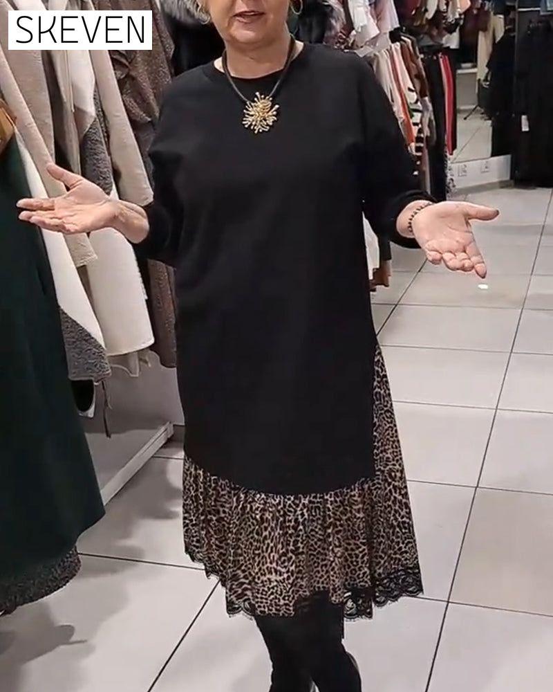 Robe ample grande taille à imprimé léopard