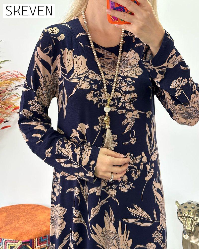 Round neck floral pattern dress