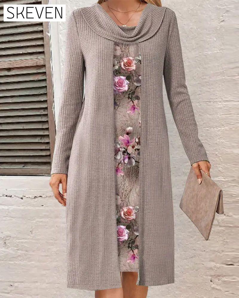 Floral print patchwork dress