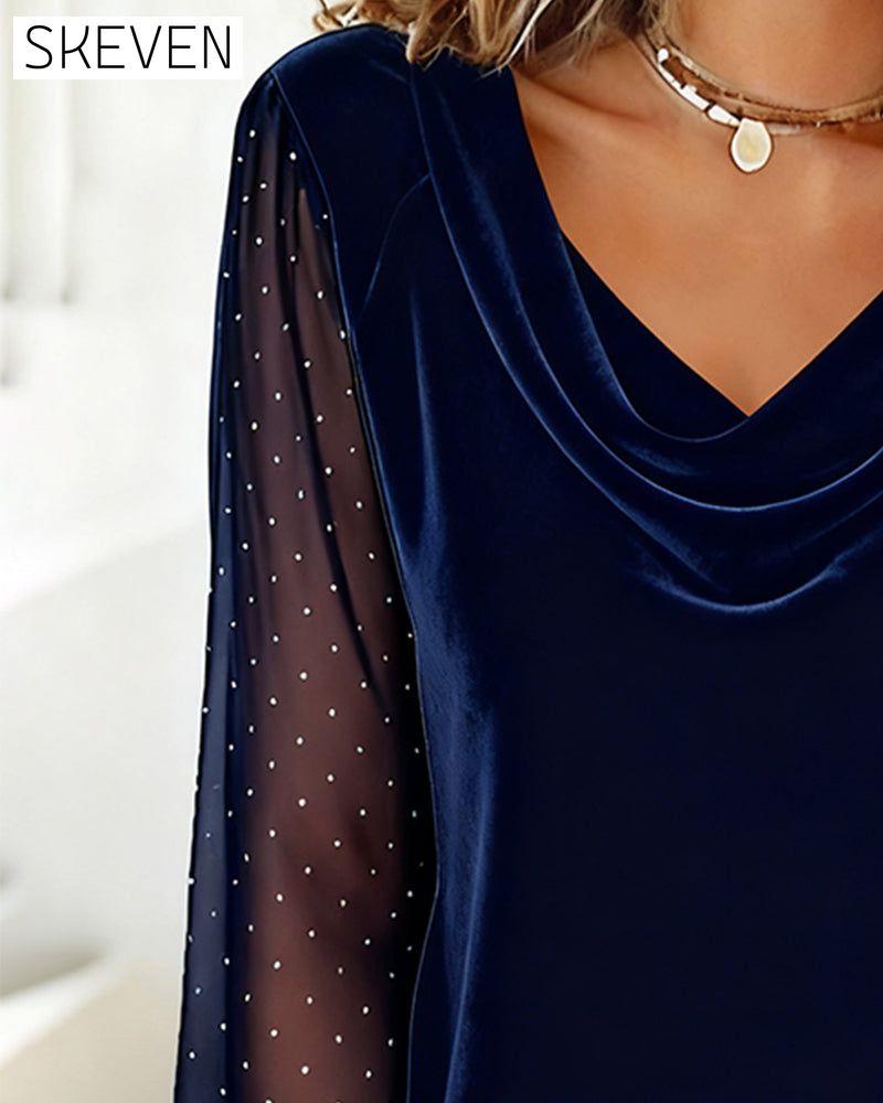 Langarmshirt mit Swingkragen und Einsätzen