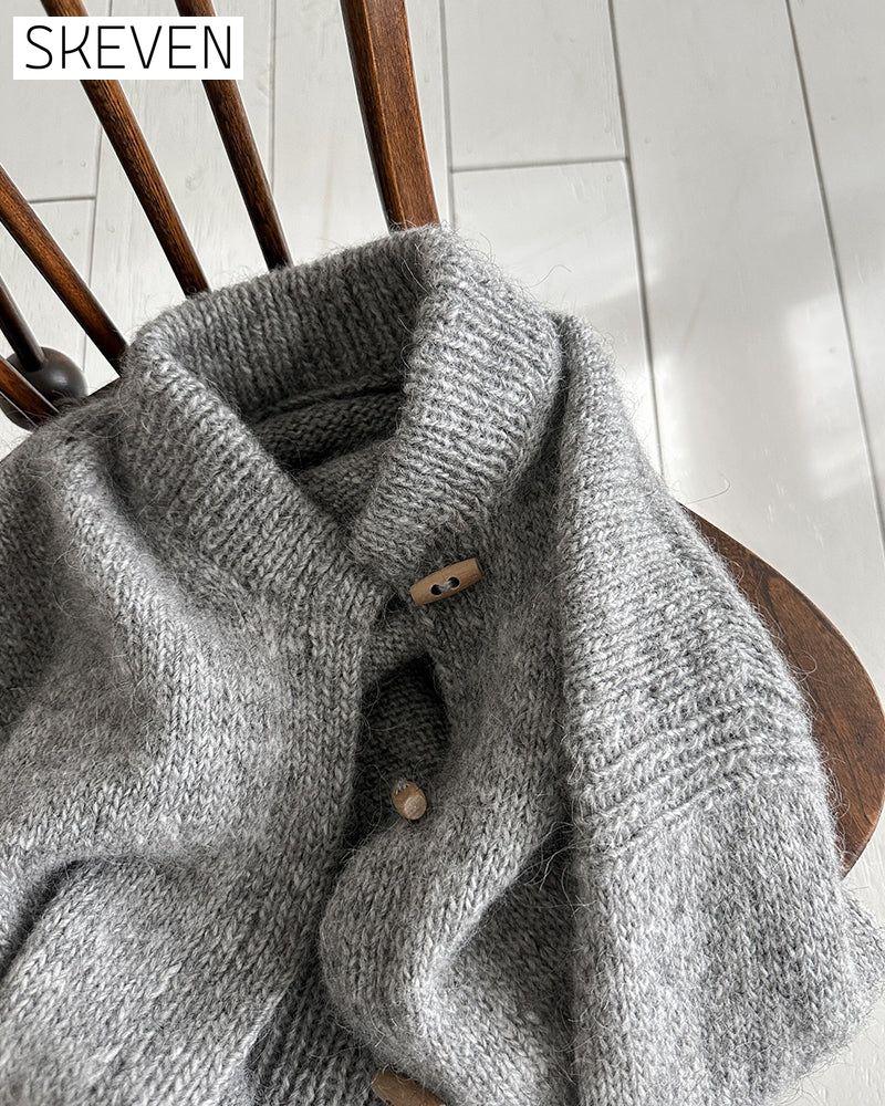 Stand collar horn button solid color cardigan 2024 f/w cardigans