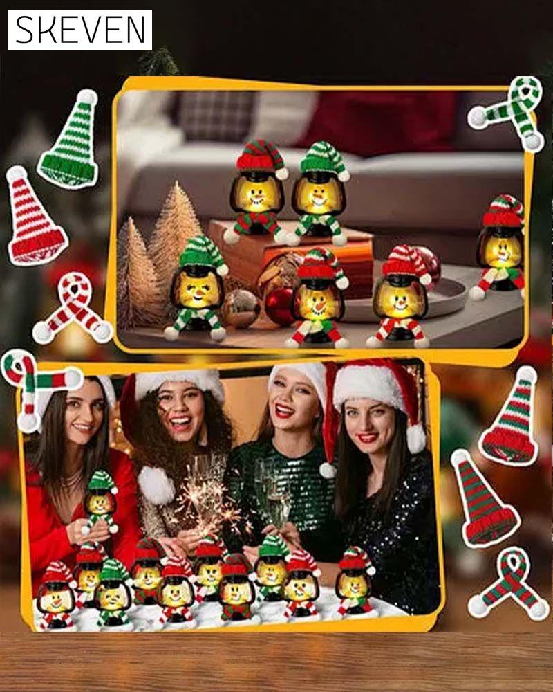 🎅Christmas Special Offer-Christmas Decoration: Mini Snowman Lantern with Hats and Scarves