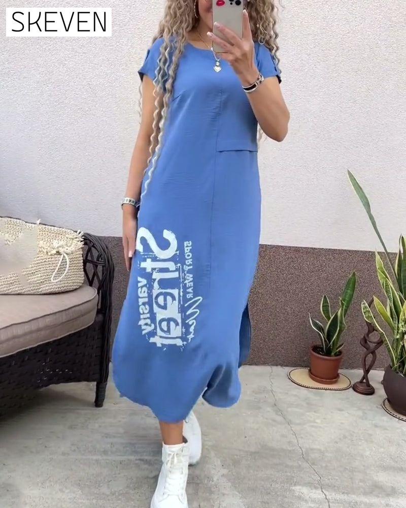 Sexy Kurzarmkleid mit Schlitz