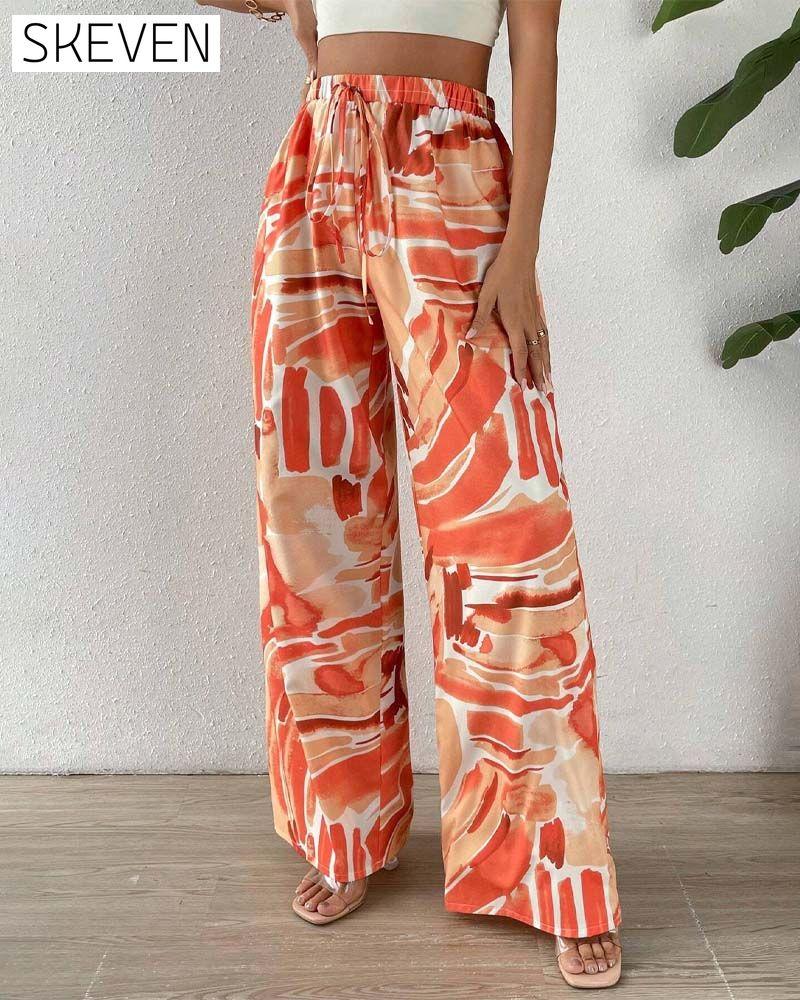 Casual printed wide-leg pants