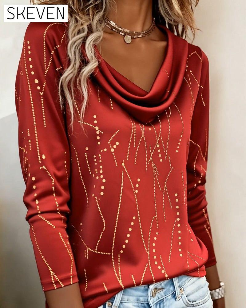 Cowl Neck Fashion Printed Top