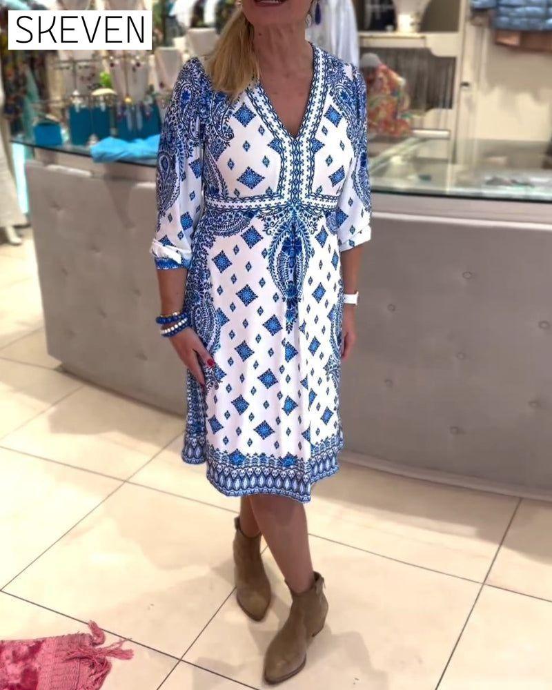 Elegant V-neck midi dress casual dresses spring summer