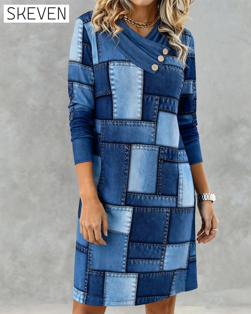 Robe imprimée tendance à col foulard