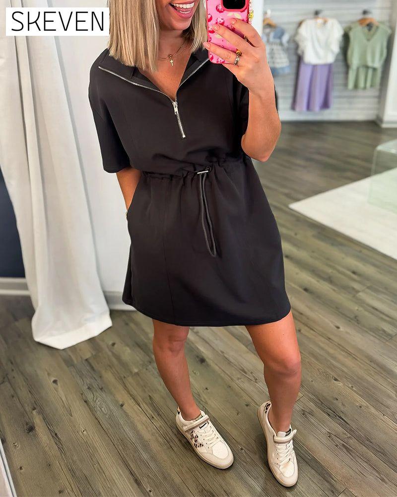 Robe décontractée à taille élastiquée avec cordon de serrage