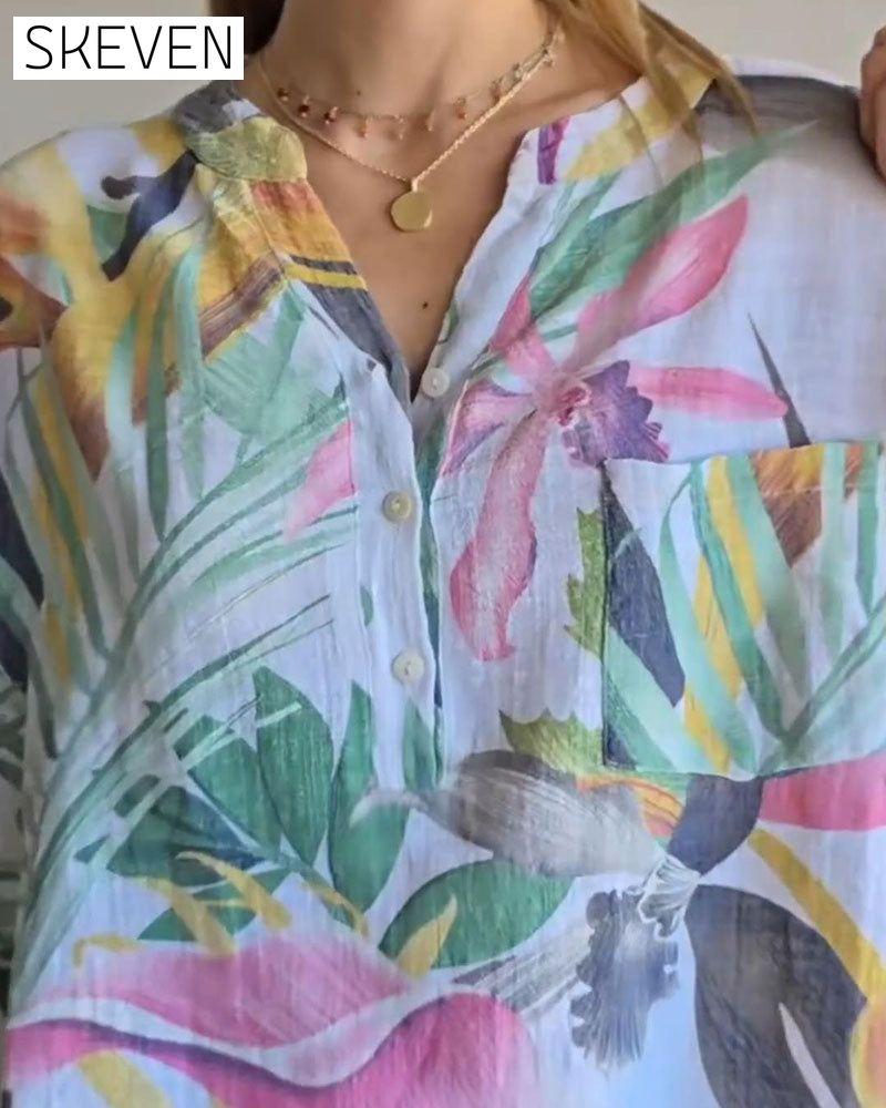 Button V-Neck Blouse