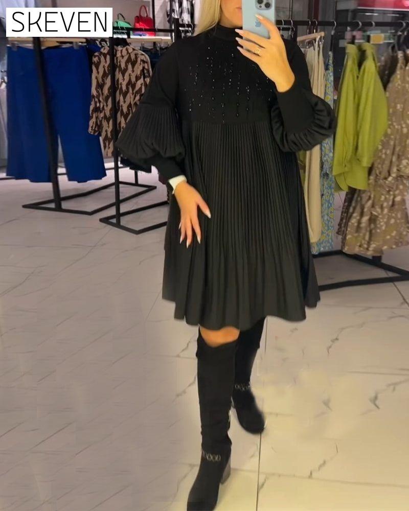 Balloon sleeve stand collar dress 2023 f/w 23BF casual dress